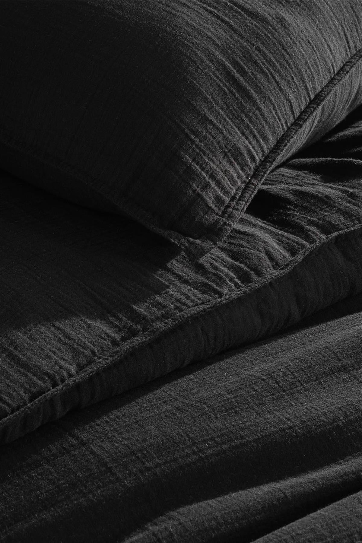 Alba Müslin Doppelbett-Bettwäsche-Set, schwarz
