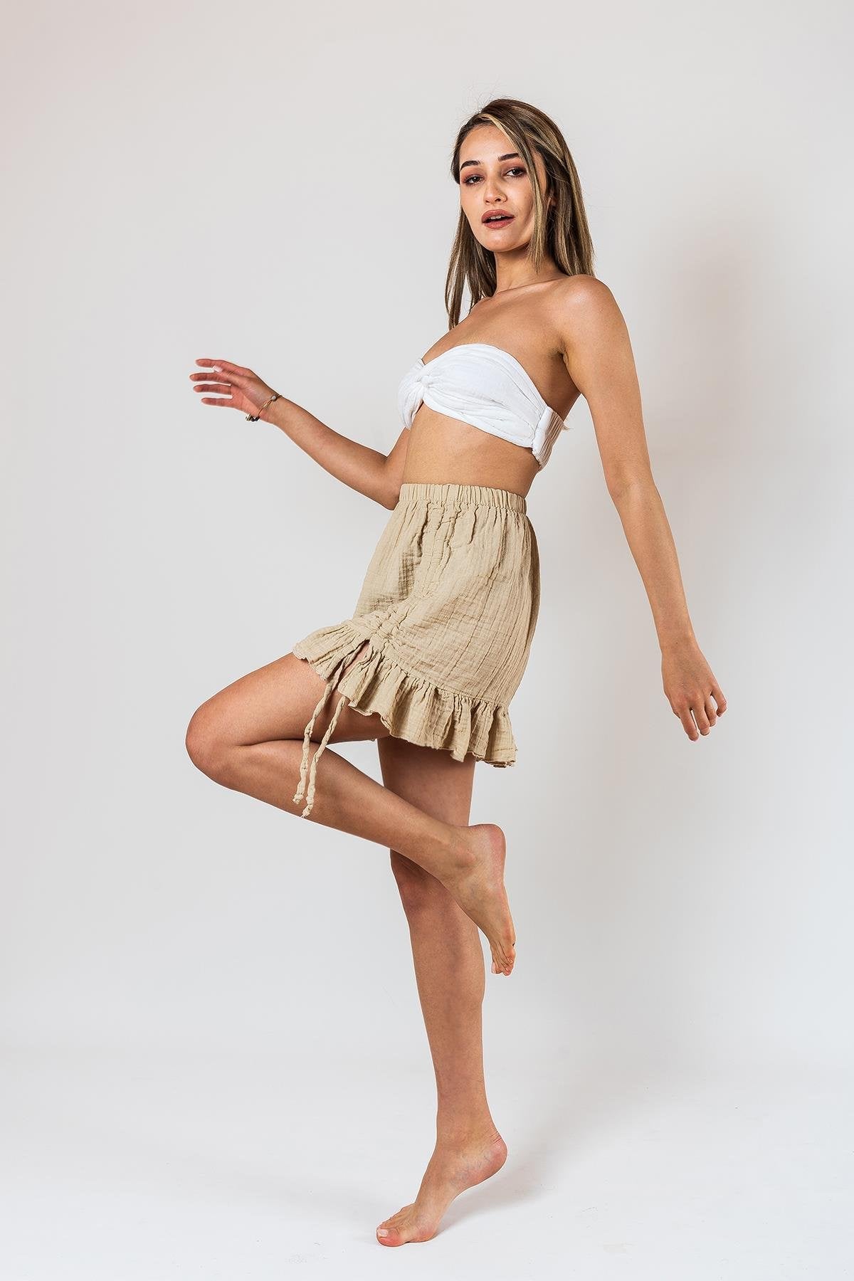 Kyra Müslin Plisseerock, beige