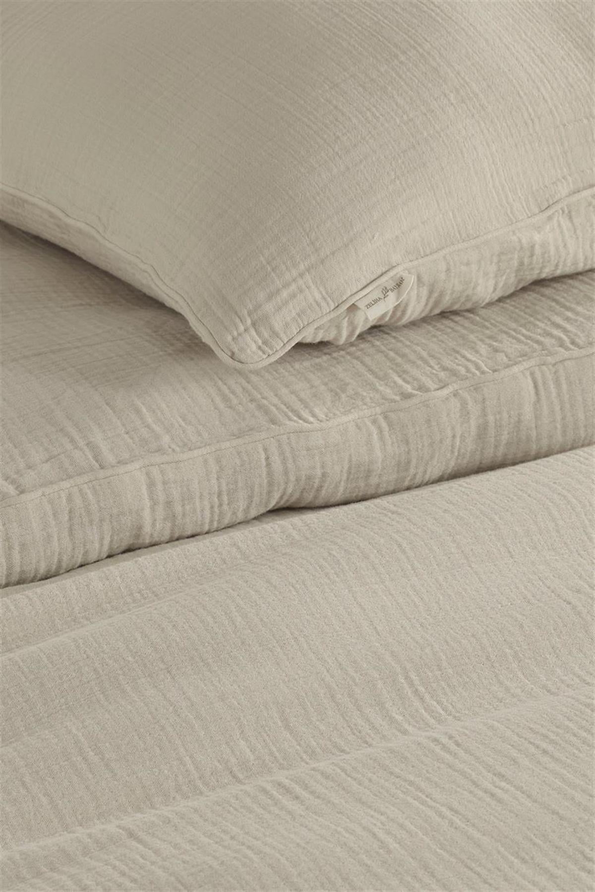 Alba Müslin Doppelbett-Bettwäsche-Set, Beige