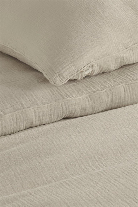 Alba Müslin Doppelbett-Bettwäsche-Set, Beige