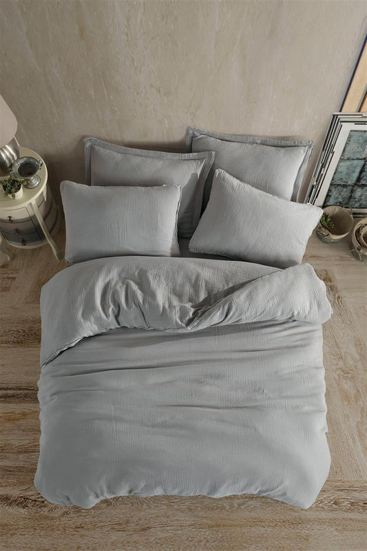 Alba Müslin Doppelbett-Bettwäsche-Set, grau