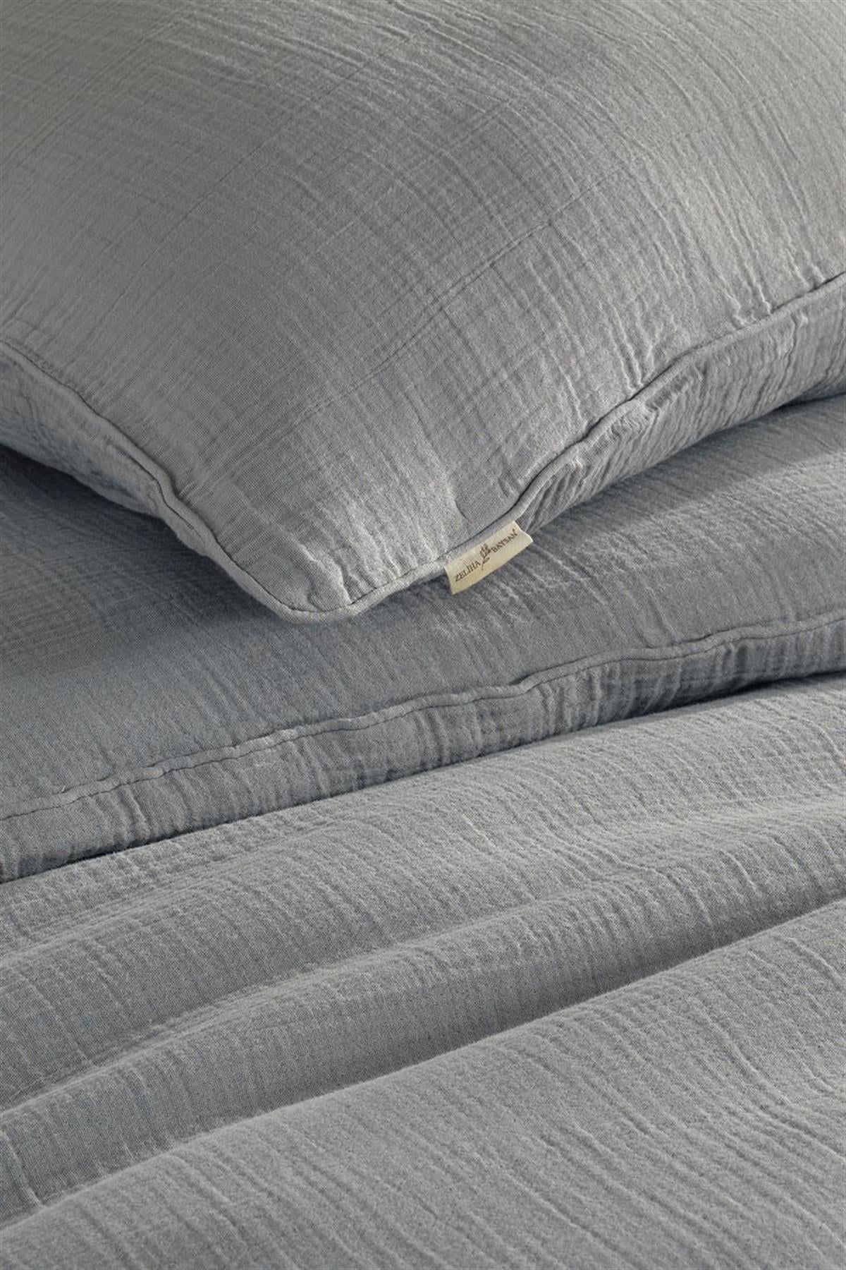 Alba Müslin Doppelbett-Bettwäsche-Set, grau