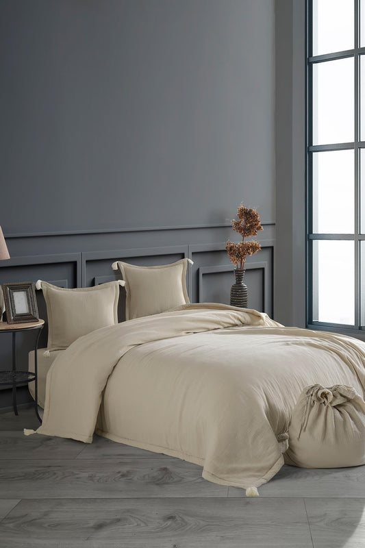 Alba Musselin-Doppelbettwäsche-Set Beige