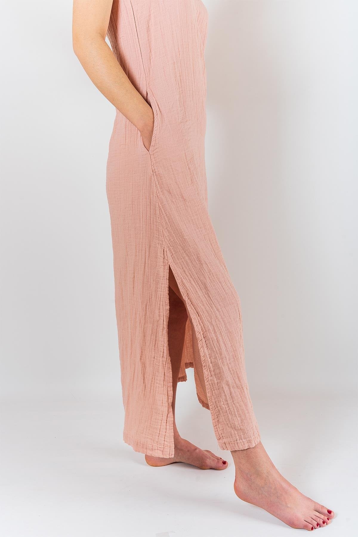 Kyra Müslin Kleid mit Schulterausschnitt, rosa