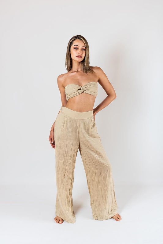 Kyra Musselin Damenhose Beige