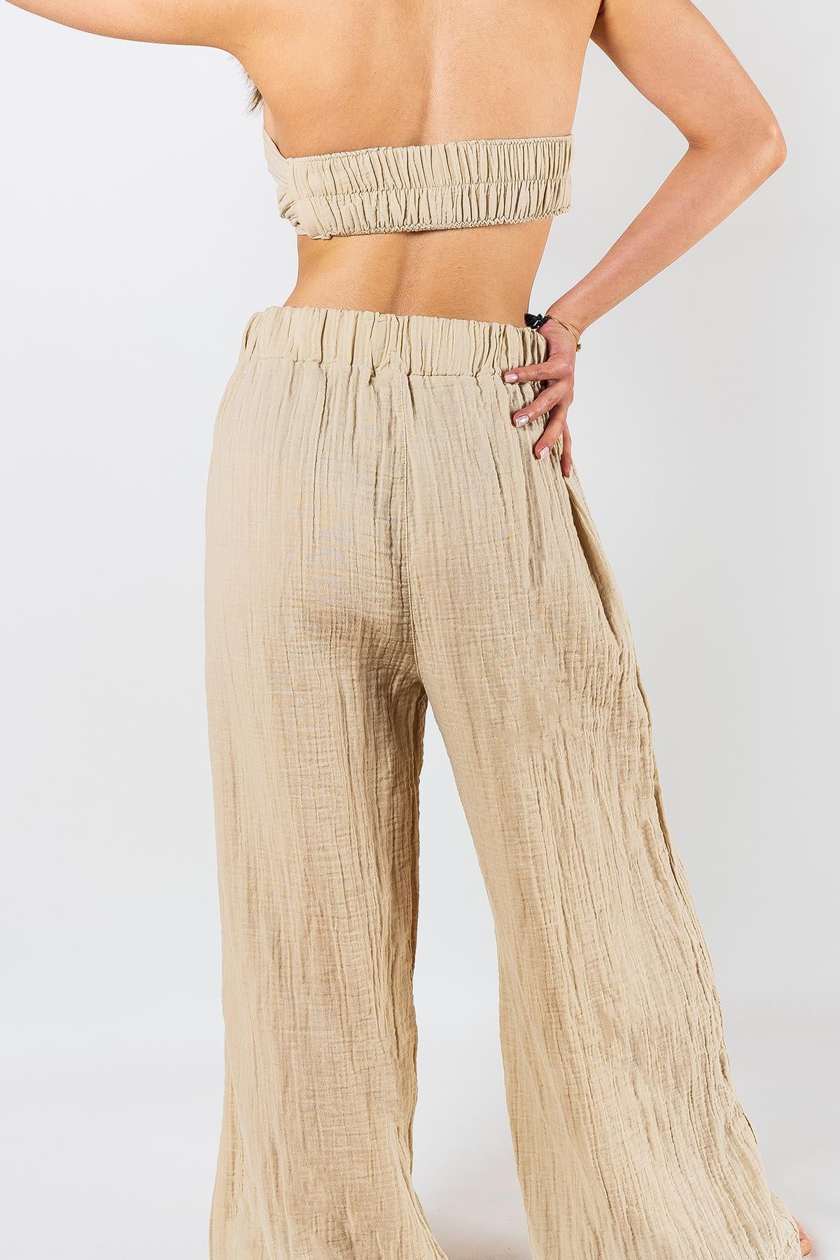 Kyra Musselin Damenhose Beige