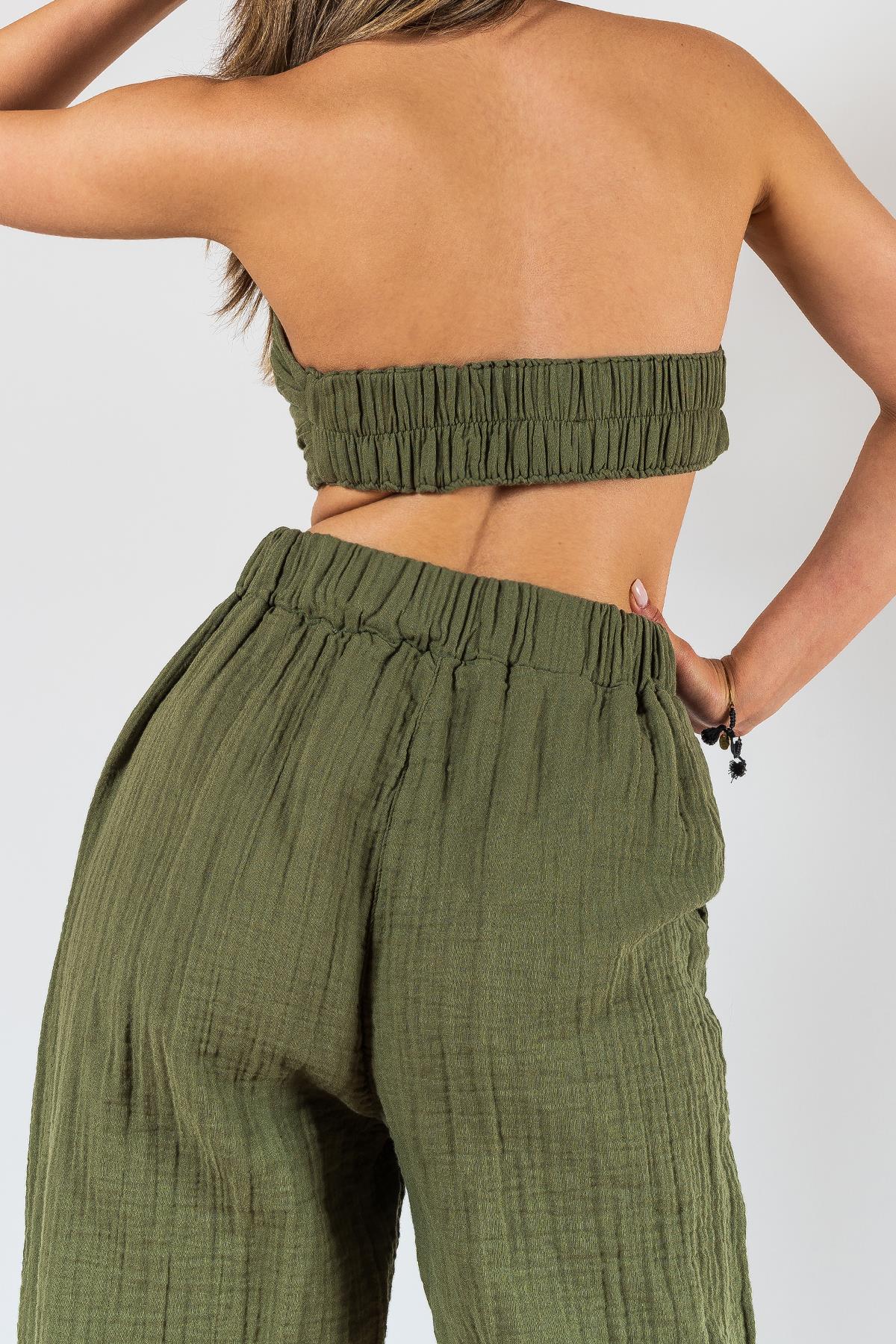 Kyra Musselin Damenhose Khaki