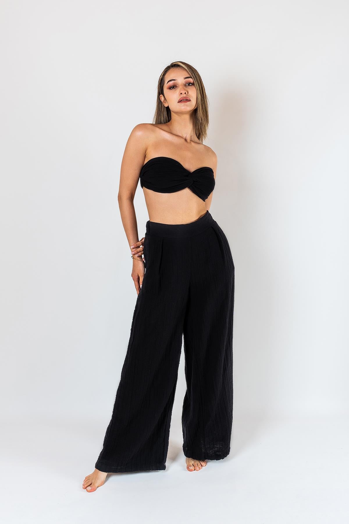 Kyra Musselin Damenhose Schwarz