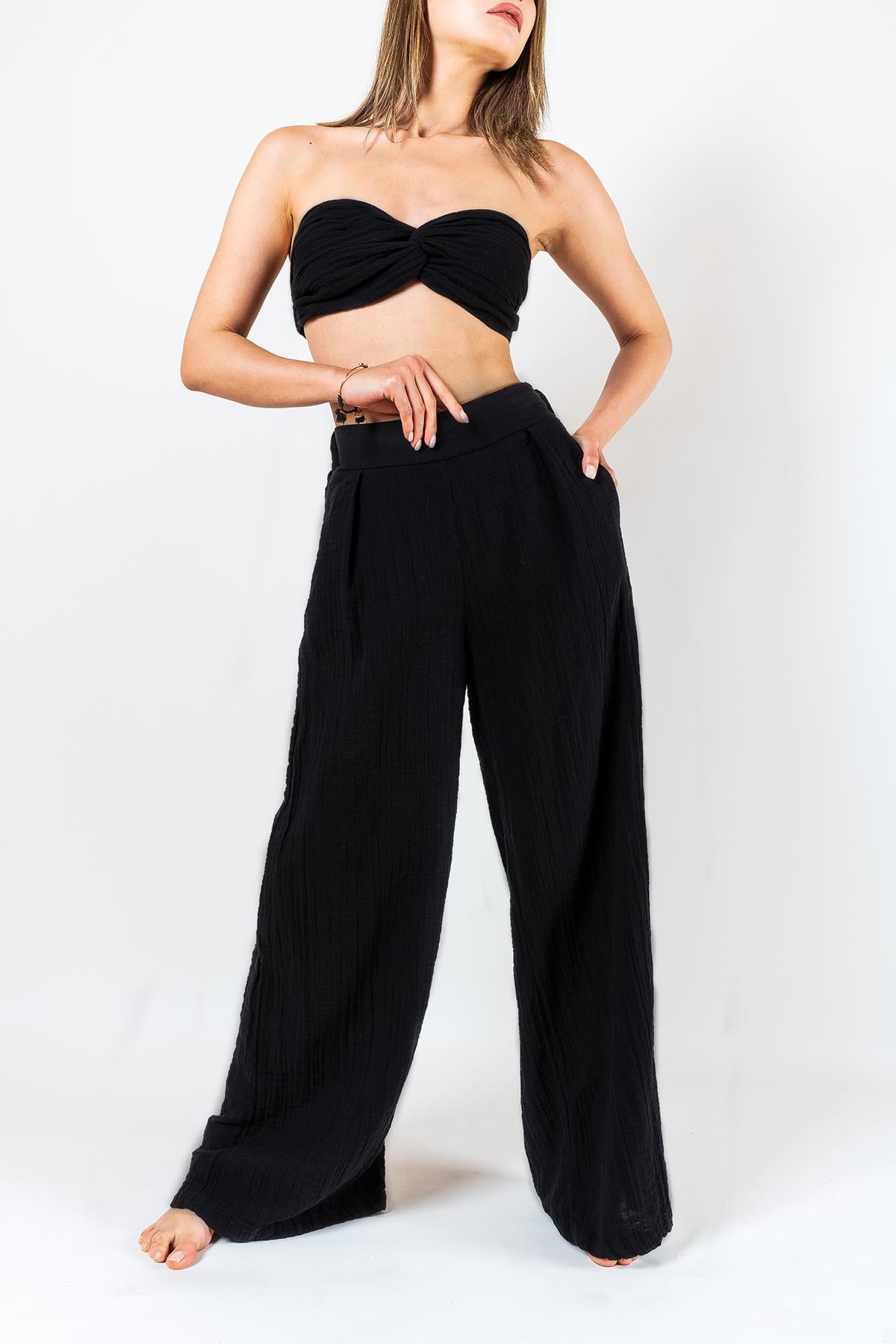 Kyra Musselin Damenhose Schwarz