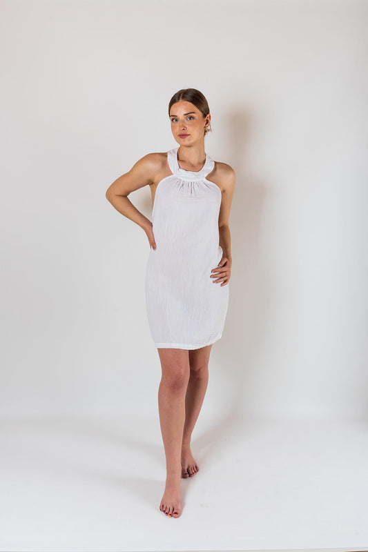 Kyra Musselin Kleid mit Rückenausschnitt, weiß